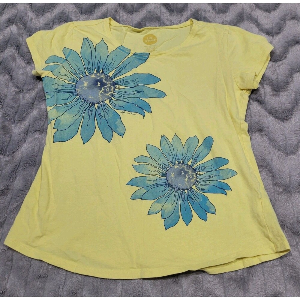 Life Is Good Girls XL 12-14 Yellow Sunflower Flower T Shirt